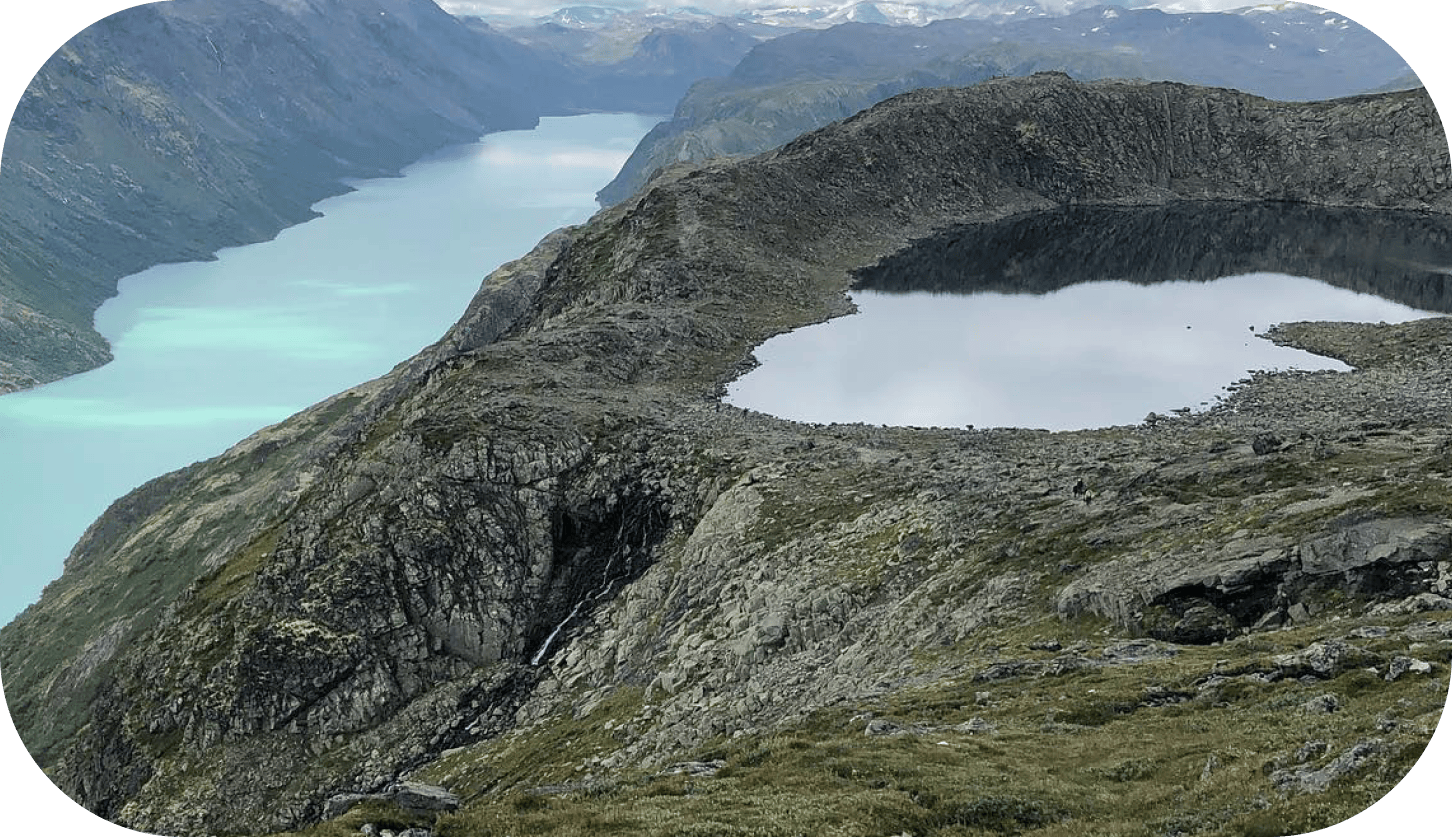 Picture of mountain with water and river